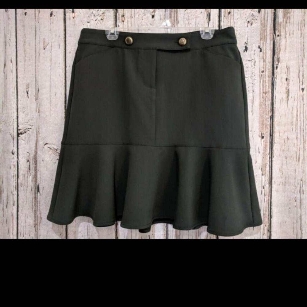 W by Worth Mermaid Flare Skirt knee length Forest Green‎ career classy size 12